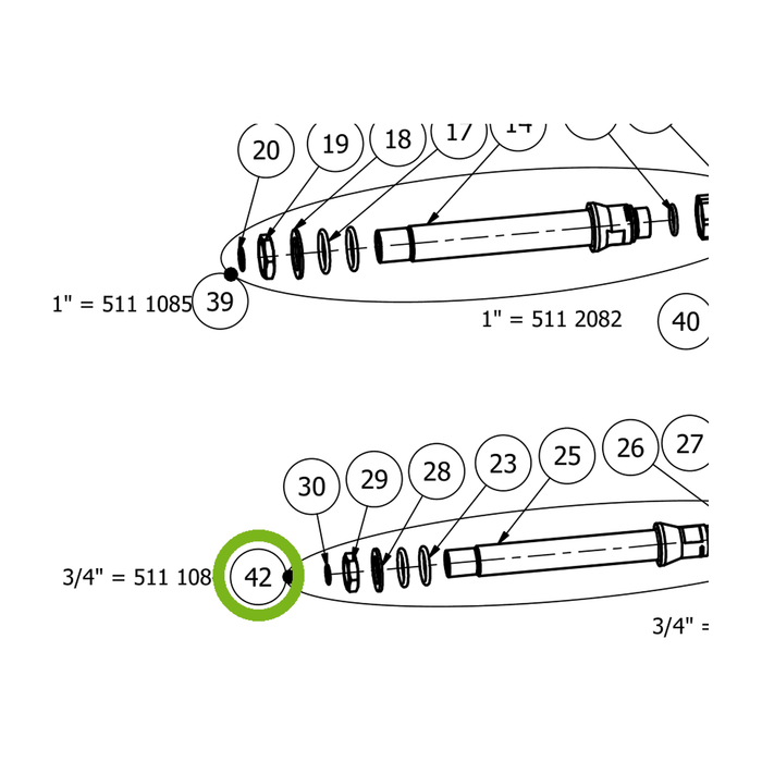 OilQuick Kupplungssatz 3/4" lang – Position 42 in Ersatzteilzeichnung OQ 70 - Geräterahmen für hydraulische Geräte (Ausschnitt), Art.-Nr. 5111084