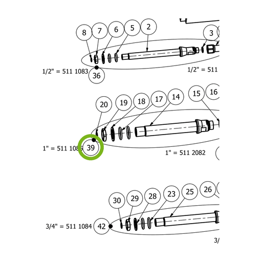 OilQuick Kupplungssatz 1" lang – Position 39 in Ersatzteilzeichnung OQ 70 - Geräterahmen für hydraulische Geräte (Ausschnitt), Art.-Nr. 5111085