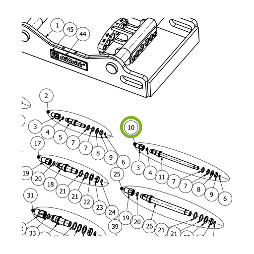 OilQuick Kupplungssatz 1/2" lang – Position 10 in Ersatzteilzeichnung OQ 80 - Geräterahmen für hydraulische Geräte (Ausschnitt), Art.-Nr. 5112083