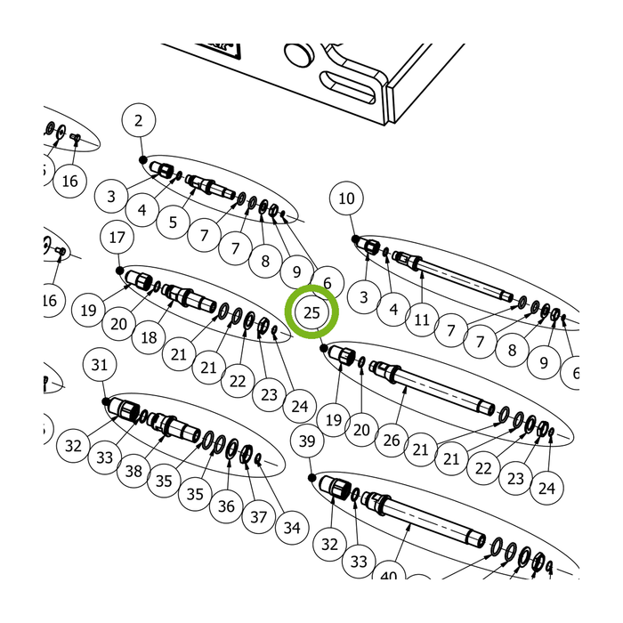 OilQuick Kupplungssatz 3/4" lang – Position 25 in Ersatzteilzeichnung OQ 80 - Geräterahmen für hydraulische Geräte (Ausschnitt), Art.-Nr. 5112084