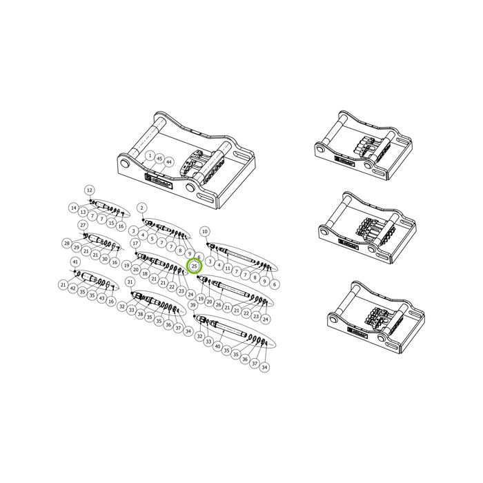 OilQuick Kupplungssatz 3/4" lang – Position 25 in Ersatzteilzeichnung OQ 80 - Geräterahmen für hydraulische Geräte (Gesamtansicht), Art.-Nr. 5112084