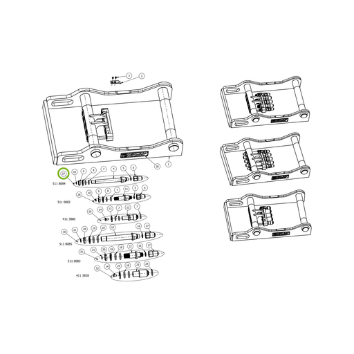OilQuick Kupplungssatz 1/2" lang – Position 27 in Ersatzteilzeichnung OQ 65 - Geräterahmen für hydraulische Geräte (Gesamtansicht), Art.-Nr. 5118084