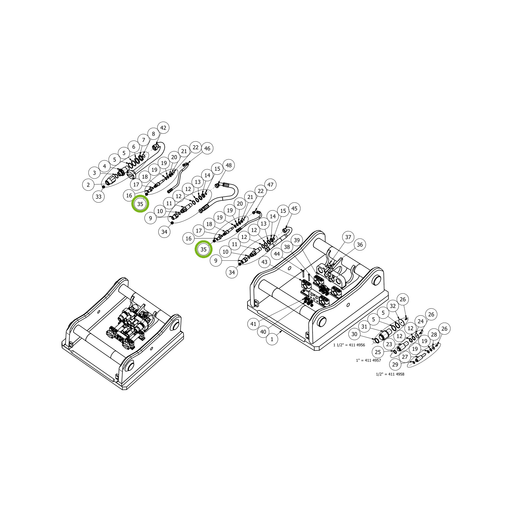 OilQuick Kupplungssatz 1/2" – Position 35 in Ersatzteilzeichnung OQ 120 - Adapterplatte (Gesamtansicht), Art.-Nr. 5119215