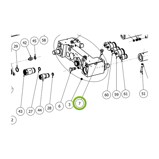 OilQuick Druckbegrenzungsventil – Position 7 in Ersatzteilzeichnung OQ 70 - Schnellwechsler mit Sicherungsring gesicherten Schnellkupplungen (Ausschnitt), Art.-Nr. 7008004