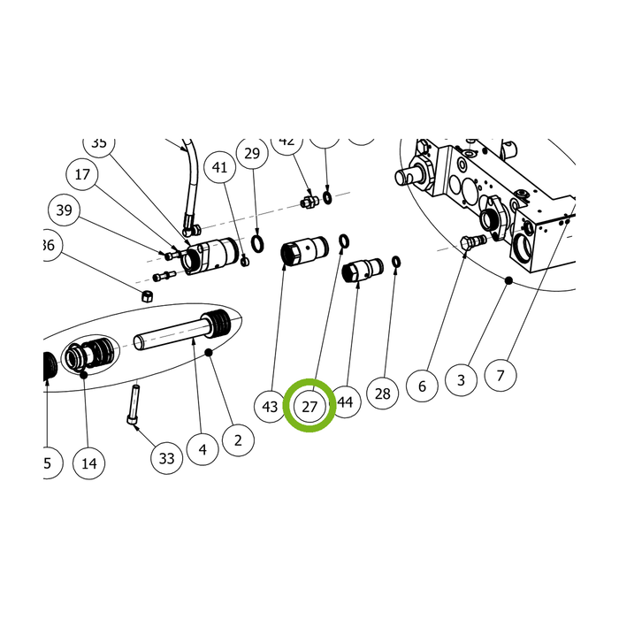 OilQuick Nasendichtung 3/4" – Position 27 in Ersatzteilzeichnung OQ 70 - Schnellwechsler mit Sicherungsring gesicherten Schnellkupplungen (Ausschnitt), Art.-Nr. 7020131
