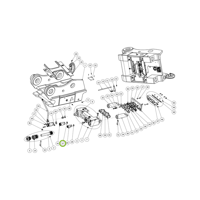 OilQuick Nasendichtung 3/4" – Position 27 in Ersatzteilzeichnung OQ 70 - Schnellwechsler mit Sicherungsring gesicherten Schnellkupplungen (Gesamtansicht), Art.-Nr. 7020131