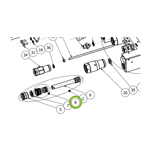OilQuick Dichtungssatz – Position 8 in Ersatzteilzeichnung OQ 40/24E - Schnellwechsler mit Sicherungsring gesicherten Schnellkupplungen (Ausschnitt), Art.-Nr. 7020178