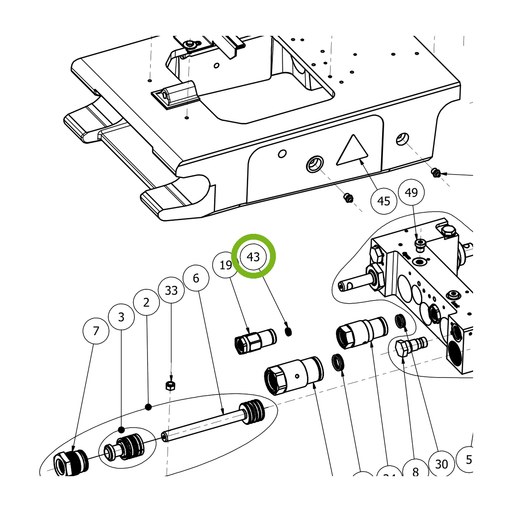 OilQuick Nasendichtung 1/4" – Position 43 in Ersatzteilzeichnung OQ 60-5 - Schnellwechsler mit Sicherungsring gesicherten Schnellkupplungen (Ausschnitt), Art.-Nr. 7020221