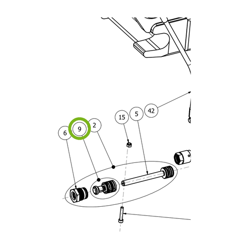 OilQuick Dichtungssatz – Position 9 in Ersatzteilzeichnung OQ 60-4 - Schnellwechsler mit Sicherungsring gesicherten Schnellkupplungen (Ausschnitt), Art.-Nr. 7020225