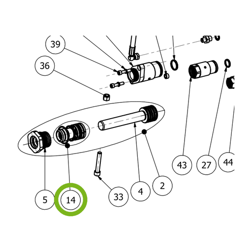OilQuick Dichtungssatz – Position 14 in Ersatzteilzeichnung OQ 70 - Schnellwechsler mit Sicherungsring gesicherten Schnellkupplungen (Ausschnitt), Art.-Nr. 7020231