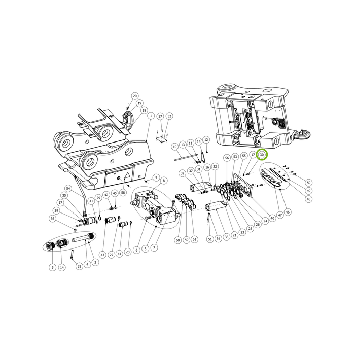 OilQuick Schraube – Position 30 in Ersatzteilzeichnung OQ 70 - Schnellwechsler mit Sicherungsring gesicherten Schnellkupplungen (Gesamtansicht), Art.-Nr. 7060079