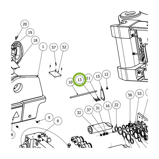 OilQuick Schraube – Position 13 in Ersatzteilzeichnung OQ 70 - Schnellwechsler mit Sicherungsring gesicherten Schnellkupplungen (Ausschnitt), Art.-Nr. 7060082