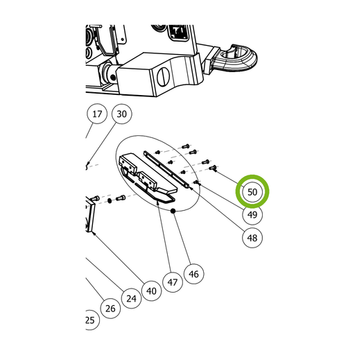 OilQuick Schraube – Position 50 in Ersatzteilzeichnung OQ 70 - Schnellwechsler mit Sicherungsring gesicherten Schnellkupplungen (Ausschnitt), Art.-Nr. 7060091