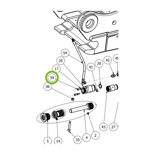OilQuick Schraube – Position 39 in Ersatzteilzeichnung OQ 70 - Schnellwechsler mit Sicherungsring gesicherten Schnellkupplungen (Ausschnitt), Art.-Nr. 7060103