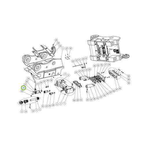 OilQuick Schraube – Position 39 in Ersatzteilzeichnung OQ 70 - Schnellwechsler mit Sicherungsring gesicherten Schnellkupplungen (Gesamtansicht), Art.-Nr. 7060103