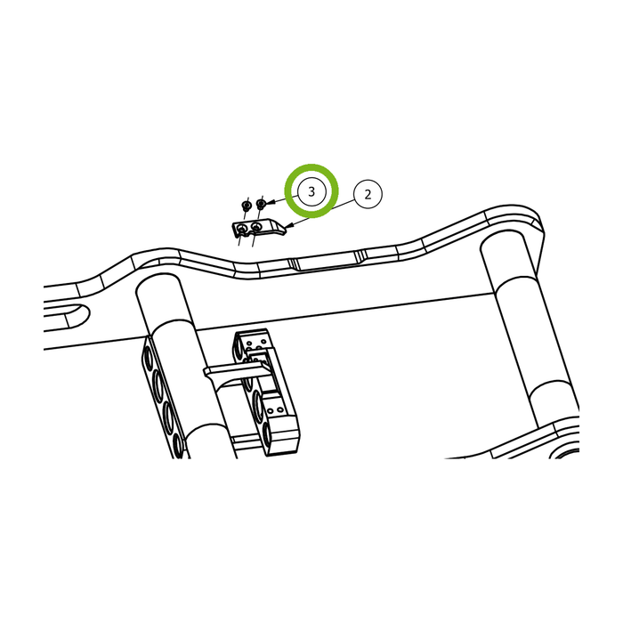 OilQuick Schraube – Position 3 in Ersatzteilzeichnung OQ 60-4 - Geräterahmen für hydraulische Geräte (Ausschnitt), Art.-Nr. 7060145