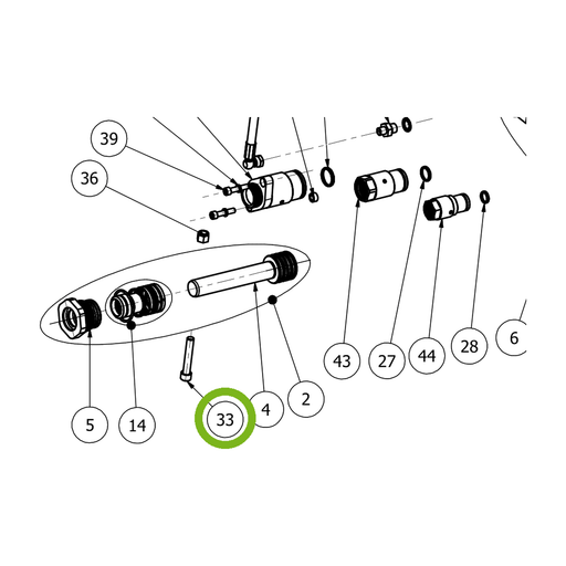 OilQuick Schraube – Position 33 in Ersatzteilzeichnung OQ 70 - Schnellwechsler mit Sicherungsring gesicherten Schnellkupplungen (Ausschnitt), Art.-Nr. 7060148