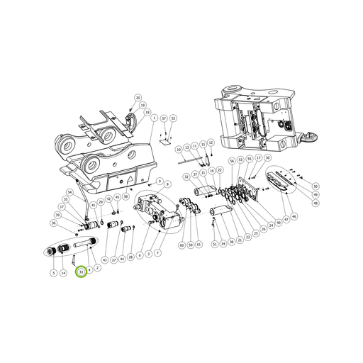 OilQuick Schraube – Position 33 in Ersatzteilzeichnung OQ 70 - Schnellwechsler mit Sicherungsring gesicherten Schnellkupplungen (Gesamtansicht), Art.-Nr. 7060148