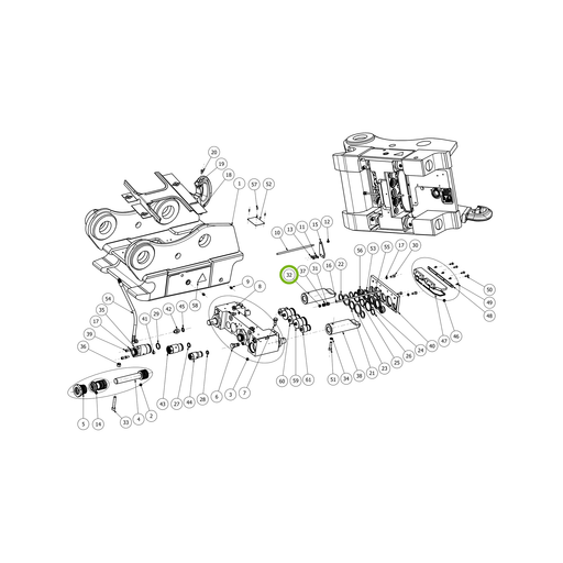 OilQuick Verschlussmutter – Position 32 in Ersatzteilzeichnung OQ 70 - Schnellwechsler mit Sicherungsring gesicherten Schnellkupplungen (Gesamtansicht), Art.-Nr. 7065001