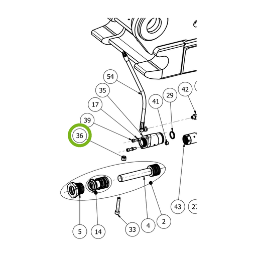 OilQuick Verschlussmutter – Position 36 in Ersatzteilzeichnung OQ 70 - Schnellwechsler mit Sicherungsring gesicherten Schnellkupplungen (Ausschnitt), Art.-Nr. 7065005