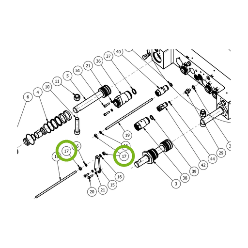 OilQuick Mutter – Position 17 in Ersatzteilzeichnung OQ 90 - Schnellwechsler mit Sicherungsring gesicherten Schnellkupplungen (Ausschnitt), Art.-Nr. 7065006