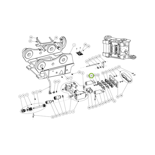 OilQuick Mutter – Position 23 in Ersatzteilzeichnung OQ 60-4 - Schnellwechsler mit Sicherungsring gesicherten Schnellkupplungen (Gesamtansicht), Art.-Nr. 7065010