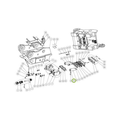 OilQuick Verschlussscheibe – Position 34 in Ersatzteilzeichnung OQ 70 - Schnellwechsler mit Sicherungsring gesicherten Schnellkupplungen (Gesamtansicht), Art.-Nr. 7072028