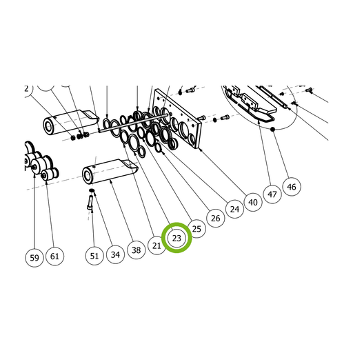 OilQuick Scheibe 1" – Position 23 in Ersatzteilzeichnung OQ 70 - Schnellwechsler mit Sicherungsring gesicherten Schnellkupplungen (Ausschnitt), Art.-Nr. 7072038