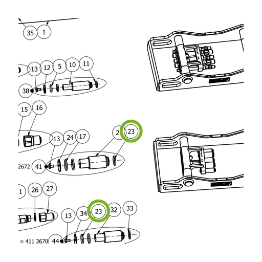 OilQuick O-Ring – Position 23 in Ersatzteilzeichnung OQ 70 - Geräterahmen für hydraulische Geräte (Ausschnitt), Art.-Nr. 7160043