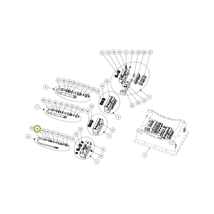 OilQuick O-Ring – Position 46 in Ersatzteilzeichnung OQ 70 - Verteilerblock für Adapterplatte (Gesamtansicht), Art.-Nr. 7160045