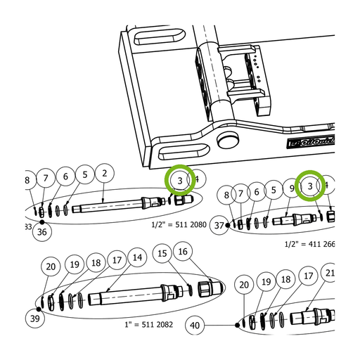 OilQuick O-Ring – Position 3 in Ersatzteilzeichnung OQ 70 - Geräterahmen für hydraulische Geräte (Ausschnitt), Art.-Nr. 7160048