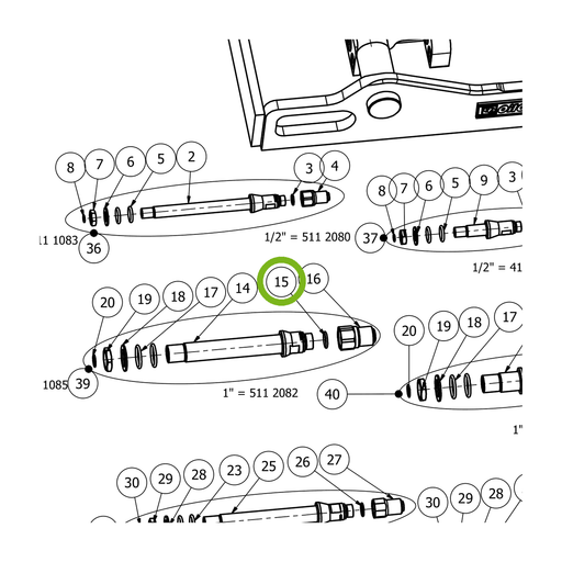 OilQuick O-Ring – Position 15 in Ersatzteilzeichnung OQ 70 - Geräterahmen für hydraulische Geräte (Ausschnitt), Art.-Nr. 7160050