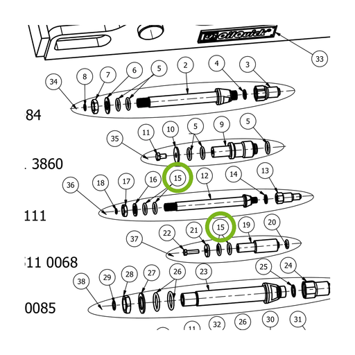 OilQuick O-Ring – Position 15 in Ersatzteilzeichnung OQ 60-5 - Geräterahmen für hydraulische Geräte (lange Schotten) (Ausschnitt), Art.-Nr. 7160077