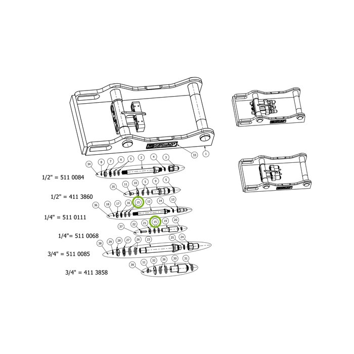 OilQuick O-Ring – Position 15 in Ersatzteilzeichnung OQ 60-5 - Geräterahmen für hydraulische Geräte (lange Schotten) (Gesamtansicht), Art.-Nr. 7160077
