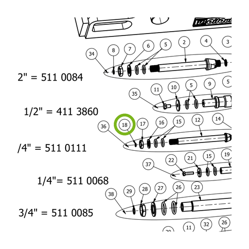 OilQuick O-Ring – Position 18 in Ersatzteilzeichnung OQ 60-5 - Geräterahmen für hydraulische Geräte (lange Schotten) (Ausschnitt), Art.-Nr. 7160078