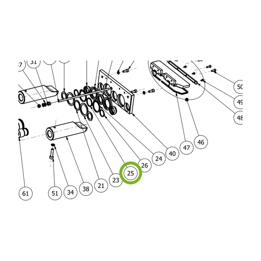 OilQuick Sicherungsring 3/4" – Position 25 in Ersatzteilzeichnung OQ 70 - Schnellwechsler mit Sicherungsring gesicherten Schnellkupplungen (Ausschnitt), Art.-Nr. 7170023