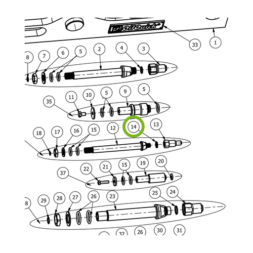 OilQuick Gummi-Metall-Scheibe – Position 14 in Ersatzteilzeichnung OQ 60-5 - Geräterahmen für hydraulische Geräte (lange Schotten) (Ausschnitt), Art.-Nr. 7200081