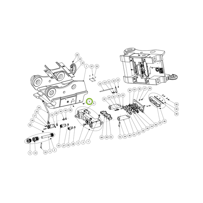 OilQuick Schmiernippel – Position 9 in Ersatzteilzeichnung OQ 70 - Schnellwechsler mit Sicherungsring gesicherten Schnellkupplungen (Gesamtansicht), Art.-Nr. 7205005
