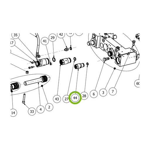 OilQuick Schnellkupplung, Muffe 1/2" – Position 44 in Ersatzteilzeichnung OQ 70 - Schnellwechsler mit Sicherungsring gesicherten Schnellkupplungen (Ausschnitt), Art.-Nr. 7206018