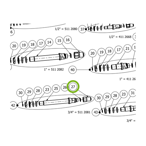 OilQuick Schnellkupplung, Stecker 3/4" – Position 27 in Ersatzteilzeichnung OQ 70 - Geräterahmen für hydraulische Geräte (Ausschnitt), Art.-Nr. 7206019